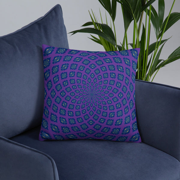 Purple Flower Pattern w/ Navy Throw Pillow