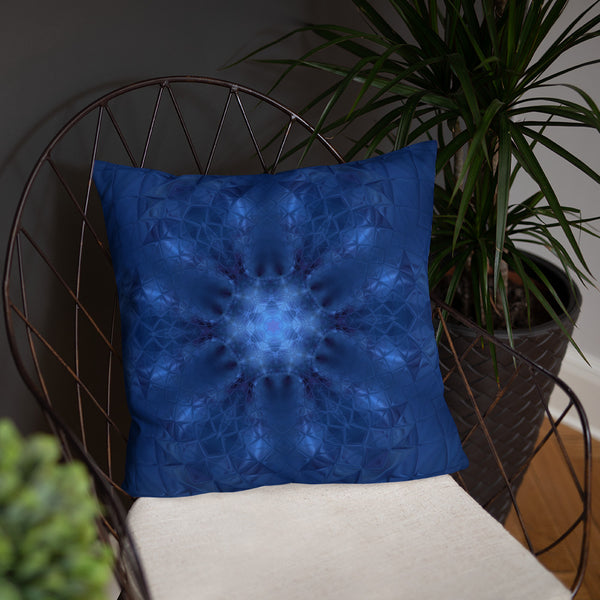 Diamond Blue Kaleidoscope Throw Pillow