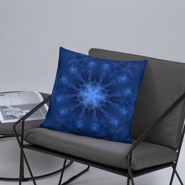 Diamond Blue Kaleidoscope Throw Pillow